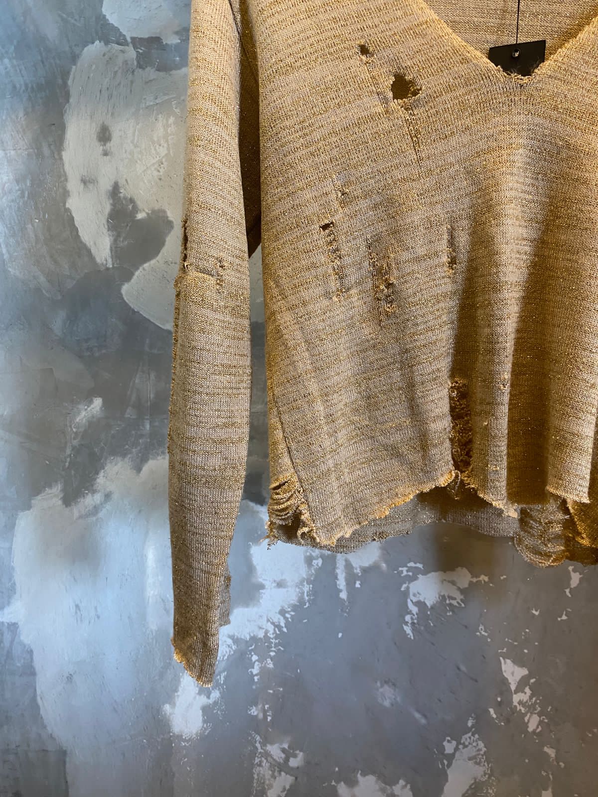 Distressed Golden Sweater