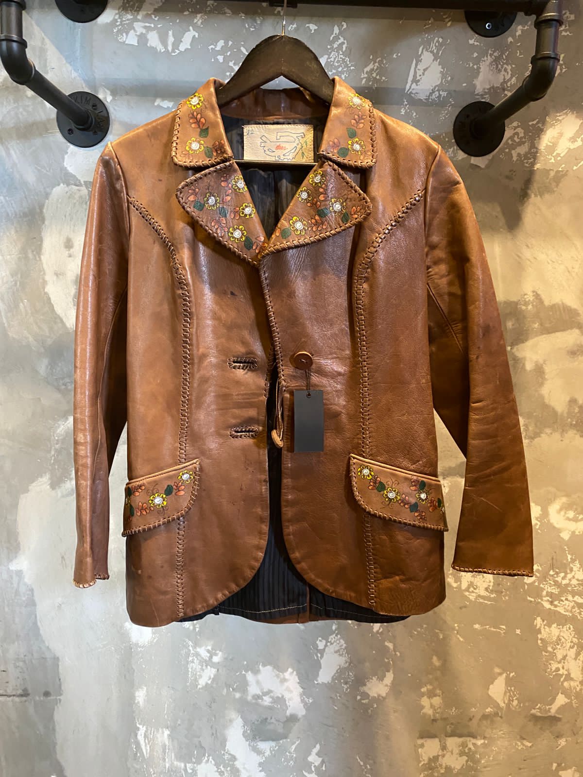 70s Leather Jacket Hand Painted