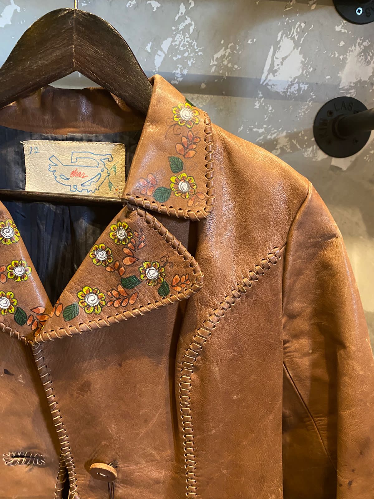 70s Leather Jacket Hand Painted