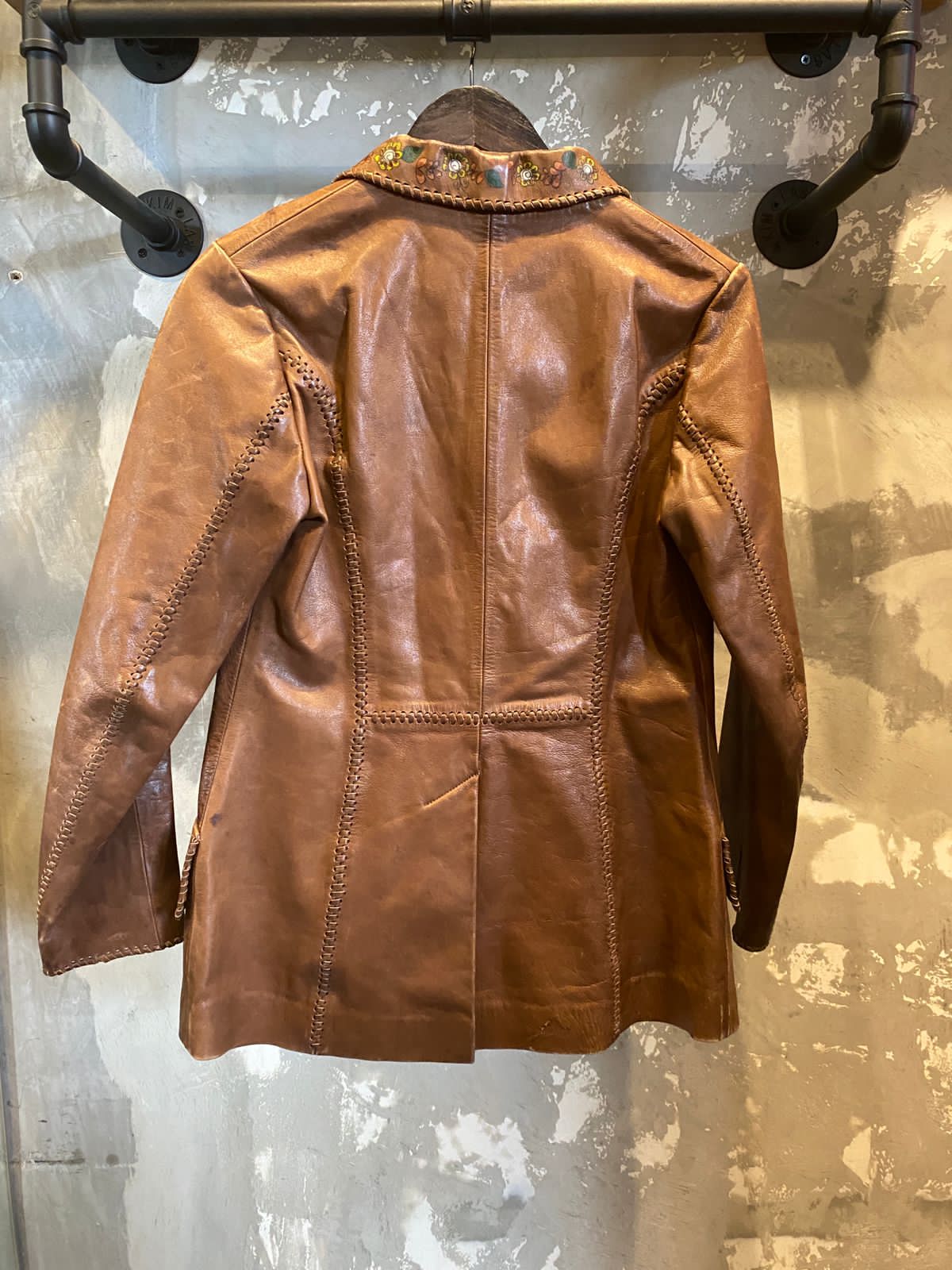 70s Leather Jacket Hand Painted