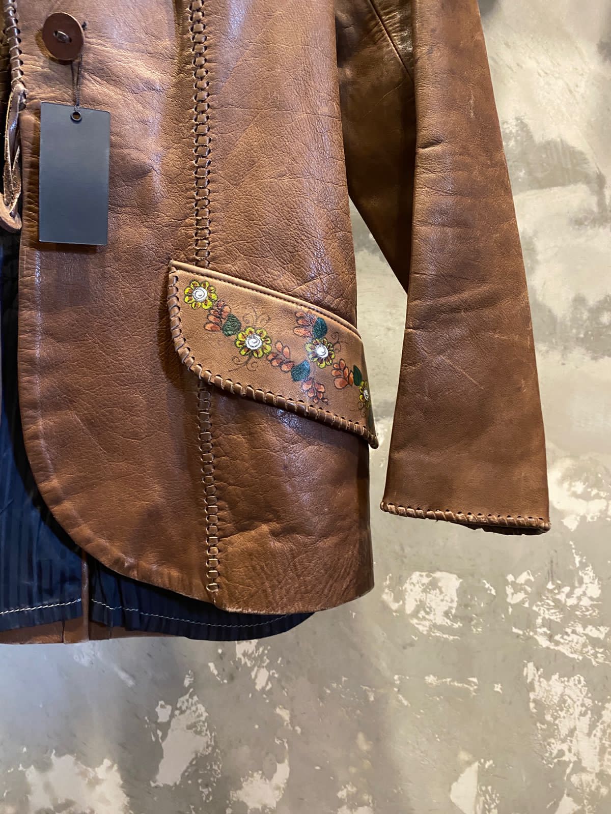 70s Leather Jacket Hand Painted