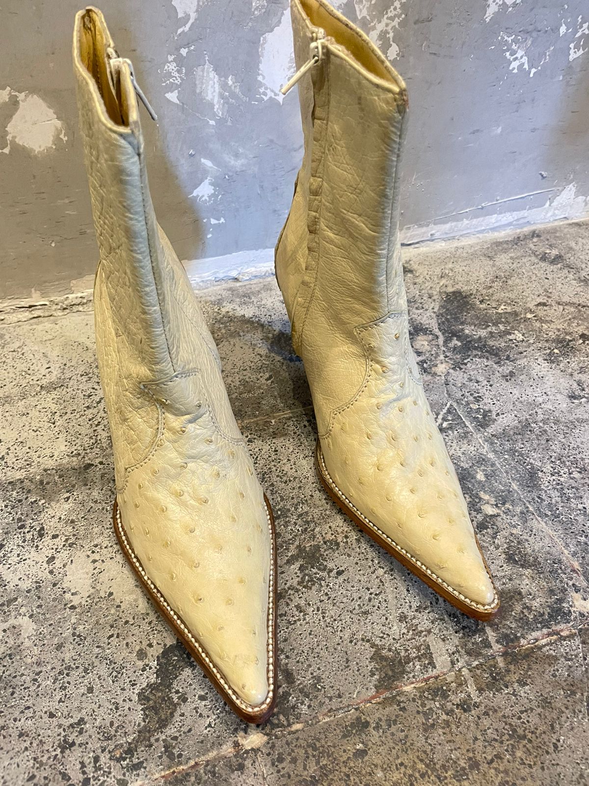 Ostrich leather boots