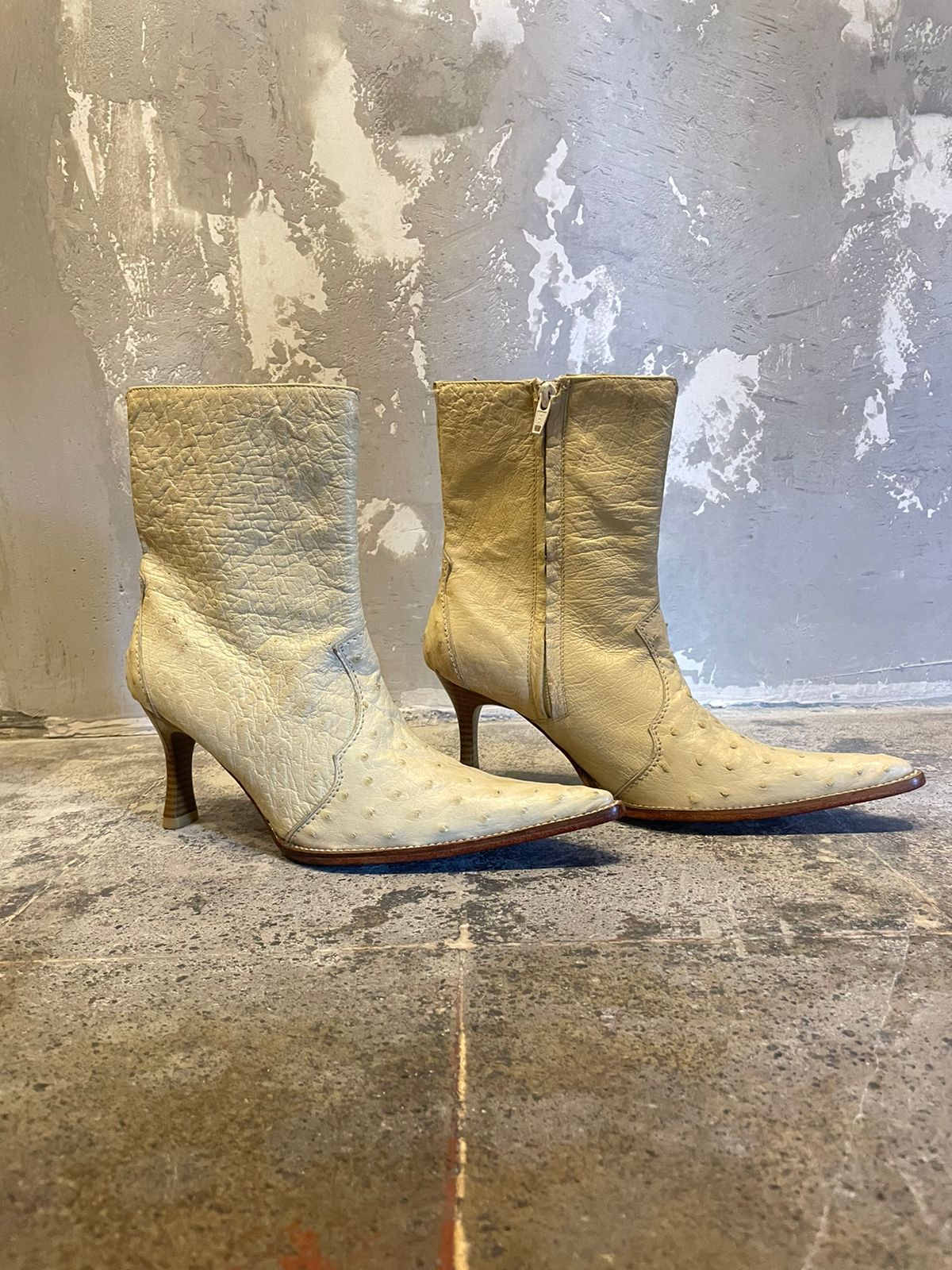 Ostrich leather boots