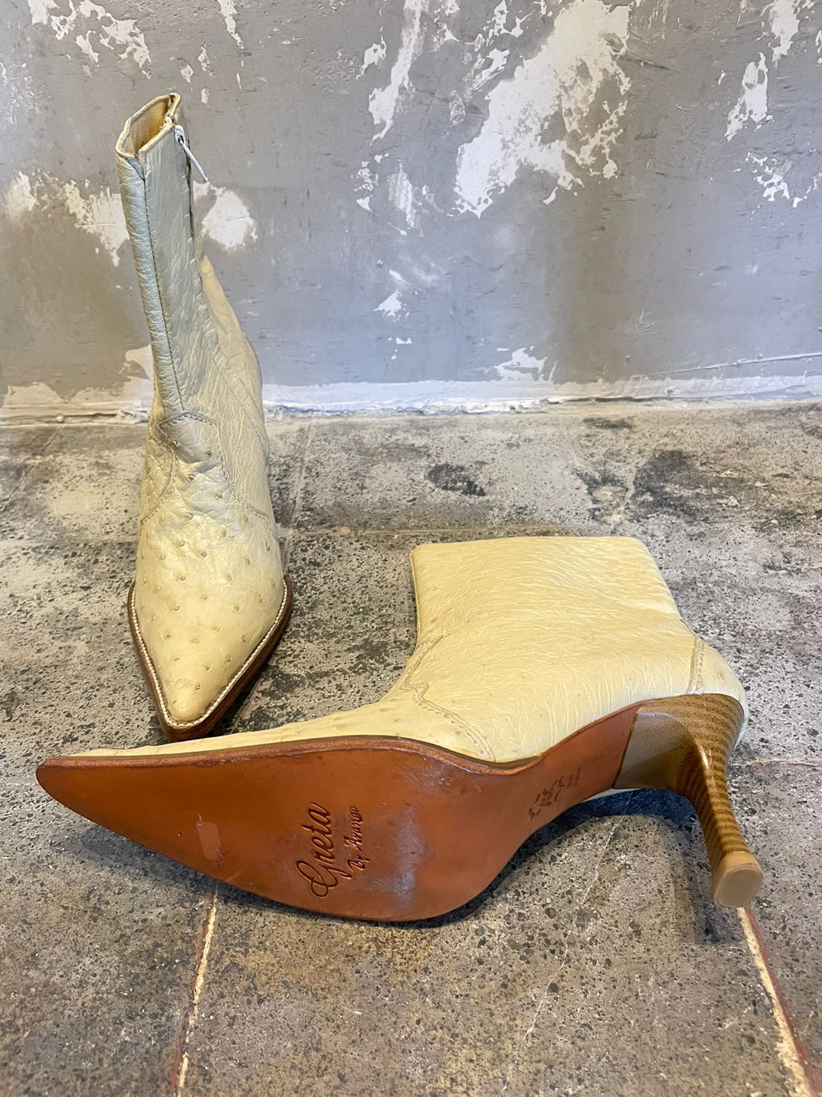Ostrich leather boots