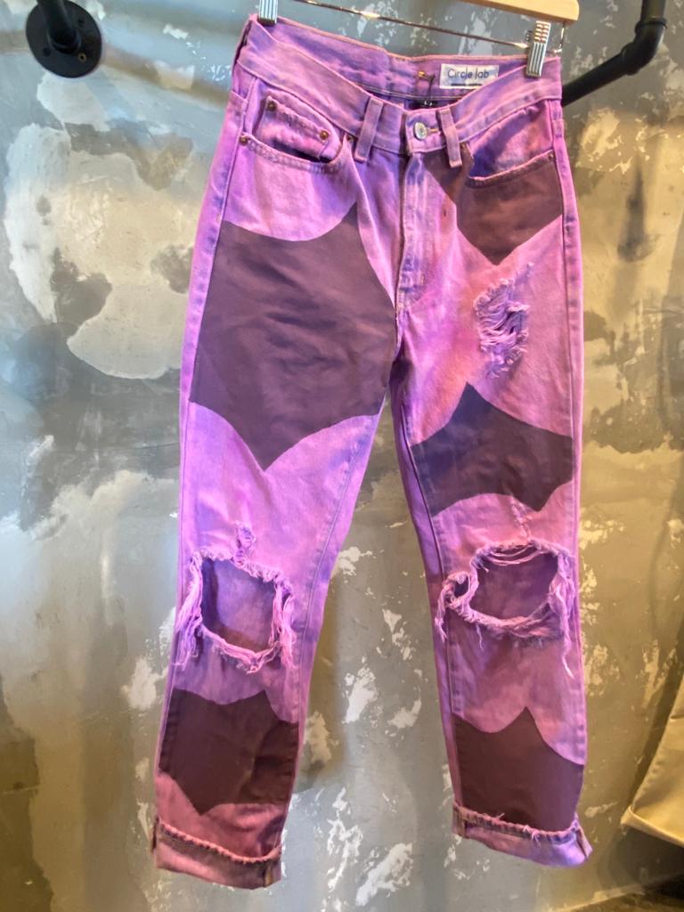 Dye and Painted Ripped Denim Pants