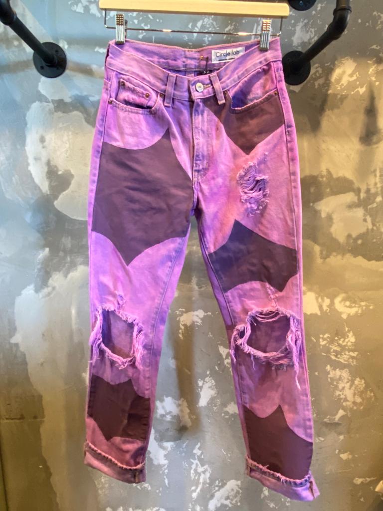 Dye and Painted Ripped Denim Pants