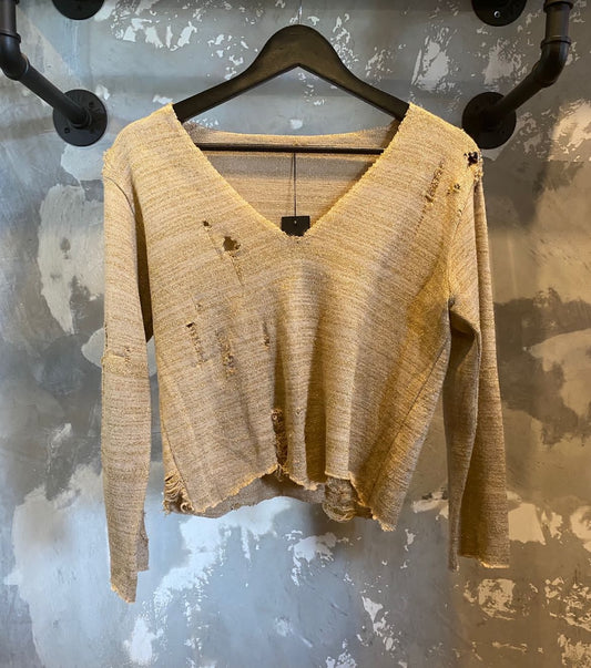 Distressed Golden Sweater