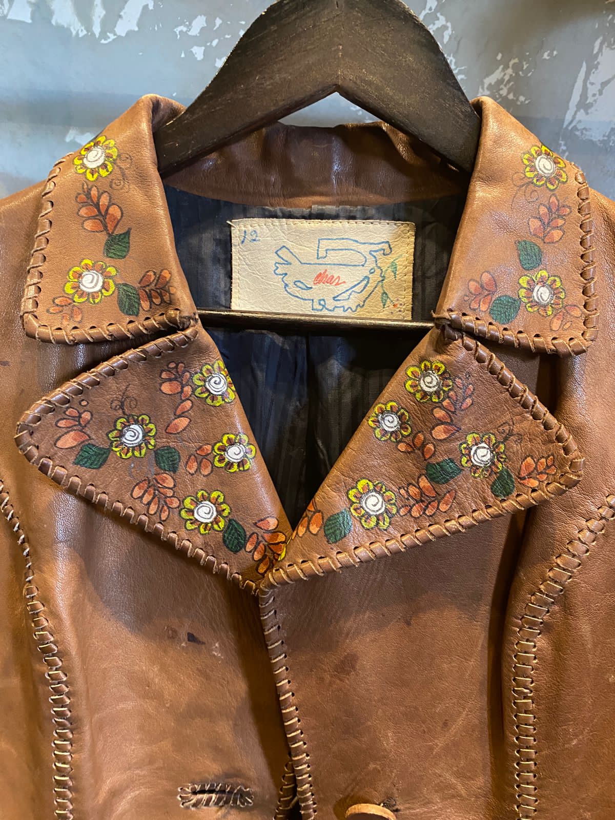 70s Leather Jacket Hand Painted