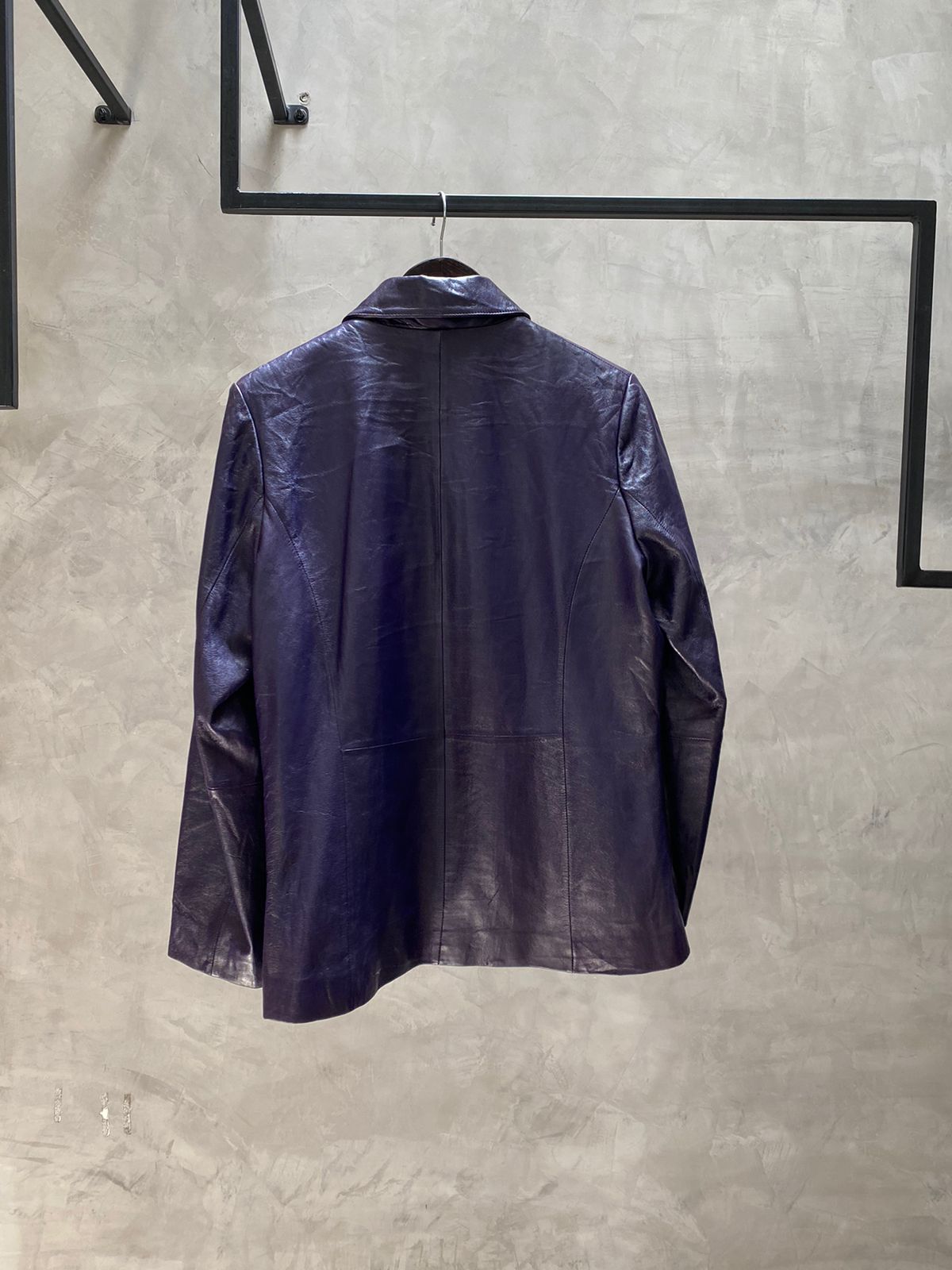 Purple Genuine Leather Zip up 90s jacket